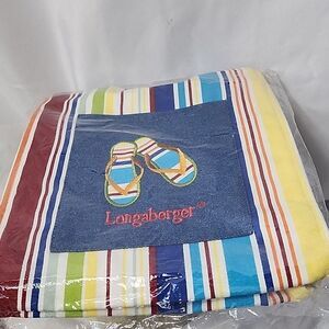 Colorful Longaberger Striped Small Tote Bag with Flip Flop Design New In Bag